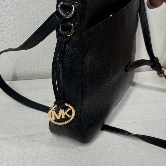 Michael Kors Jet Set Messenger Bag Black Leather Crossbody - Picture 10 of 13